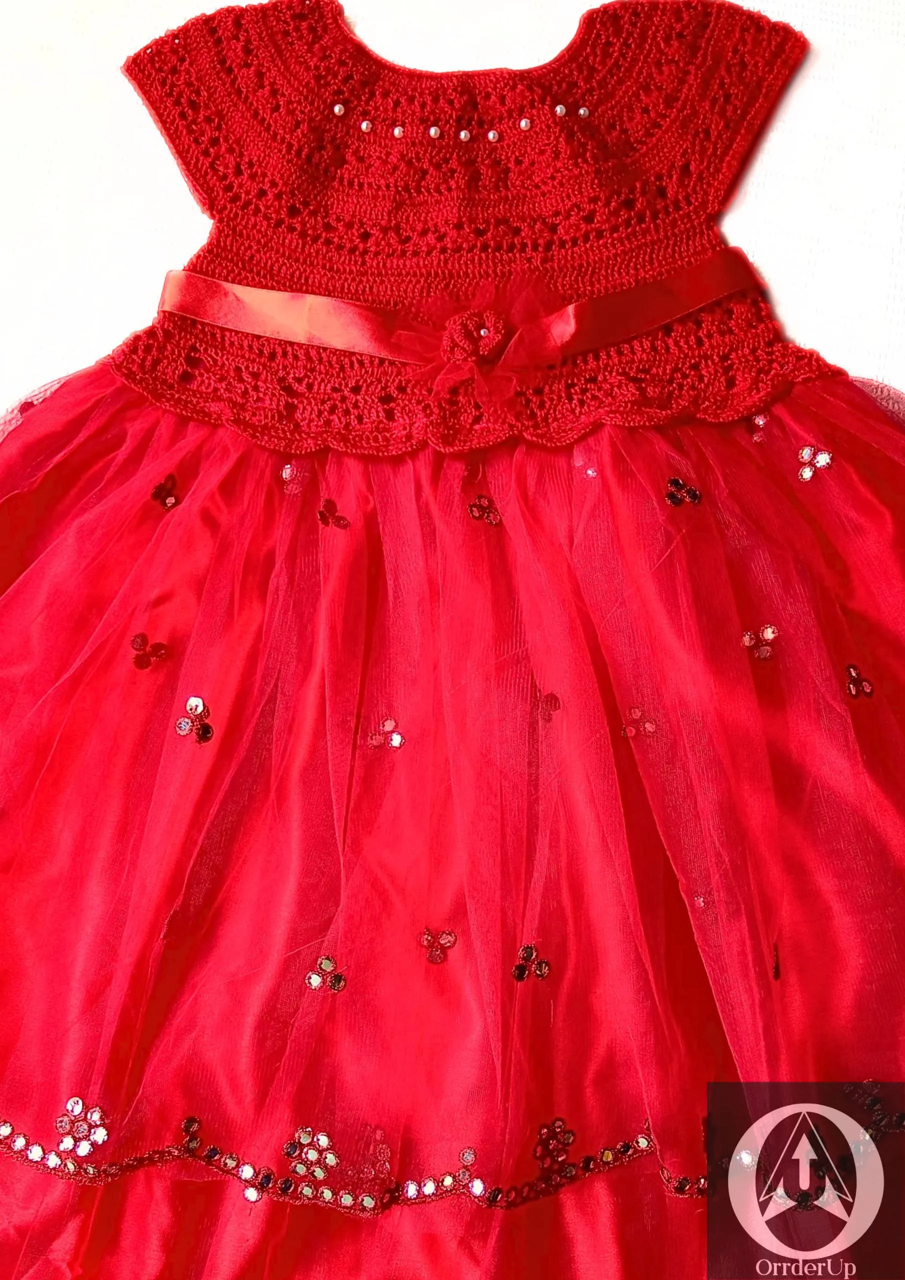 Red party dress for baby girl.