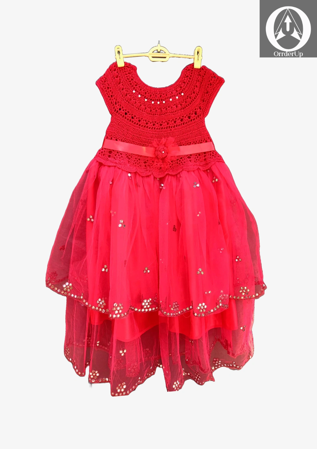 Red party dress for baby girl.