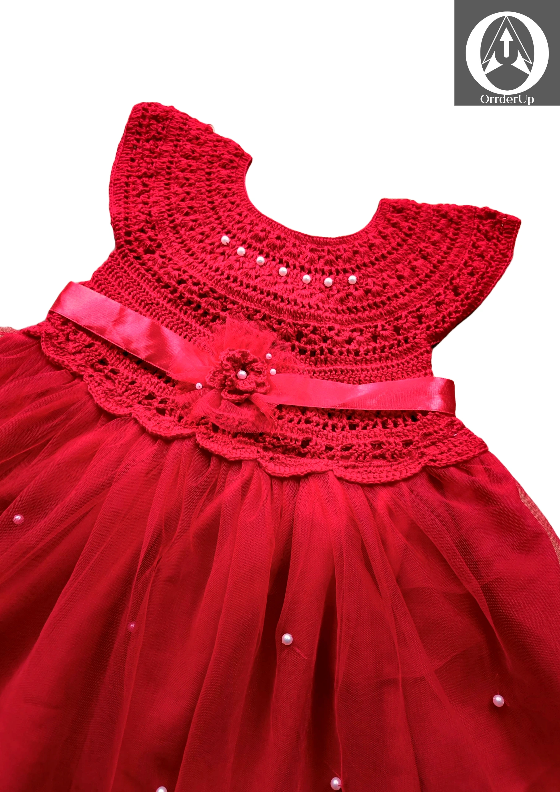 Red party dress for baby girl.