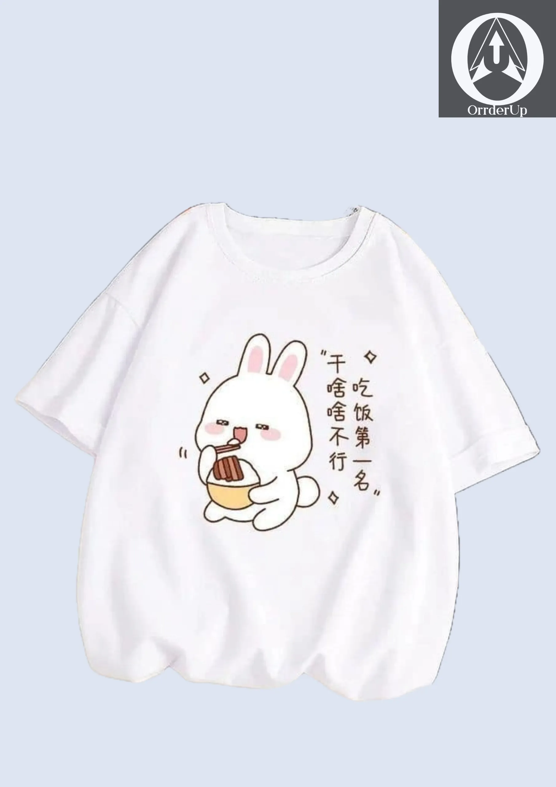 t-shirt white with rabbit printed